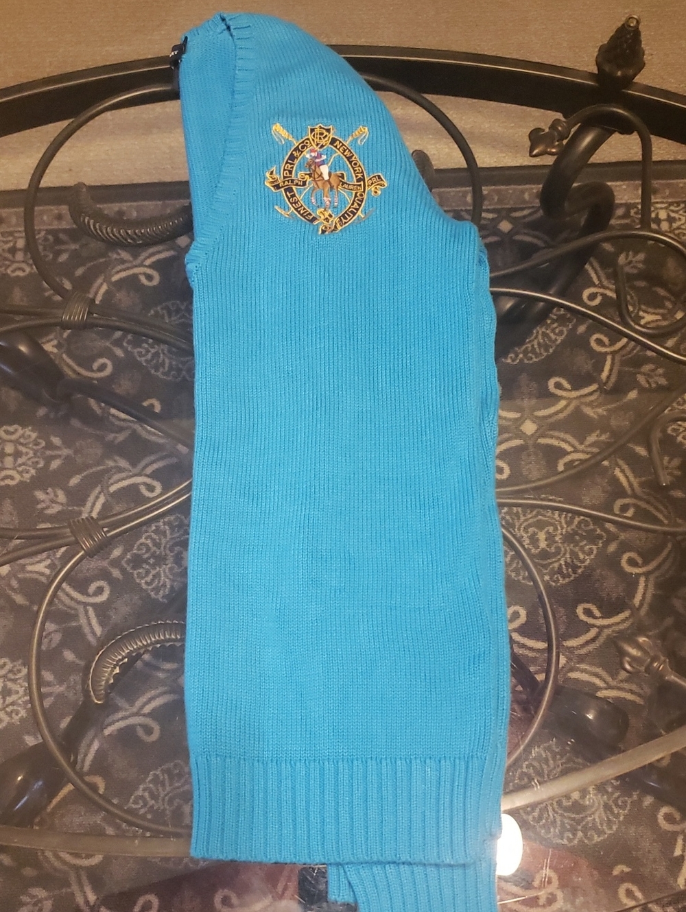 Ralph Lauren Sport Turquoise V‑Neck Cotton Sweater